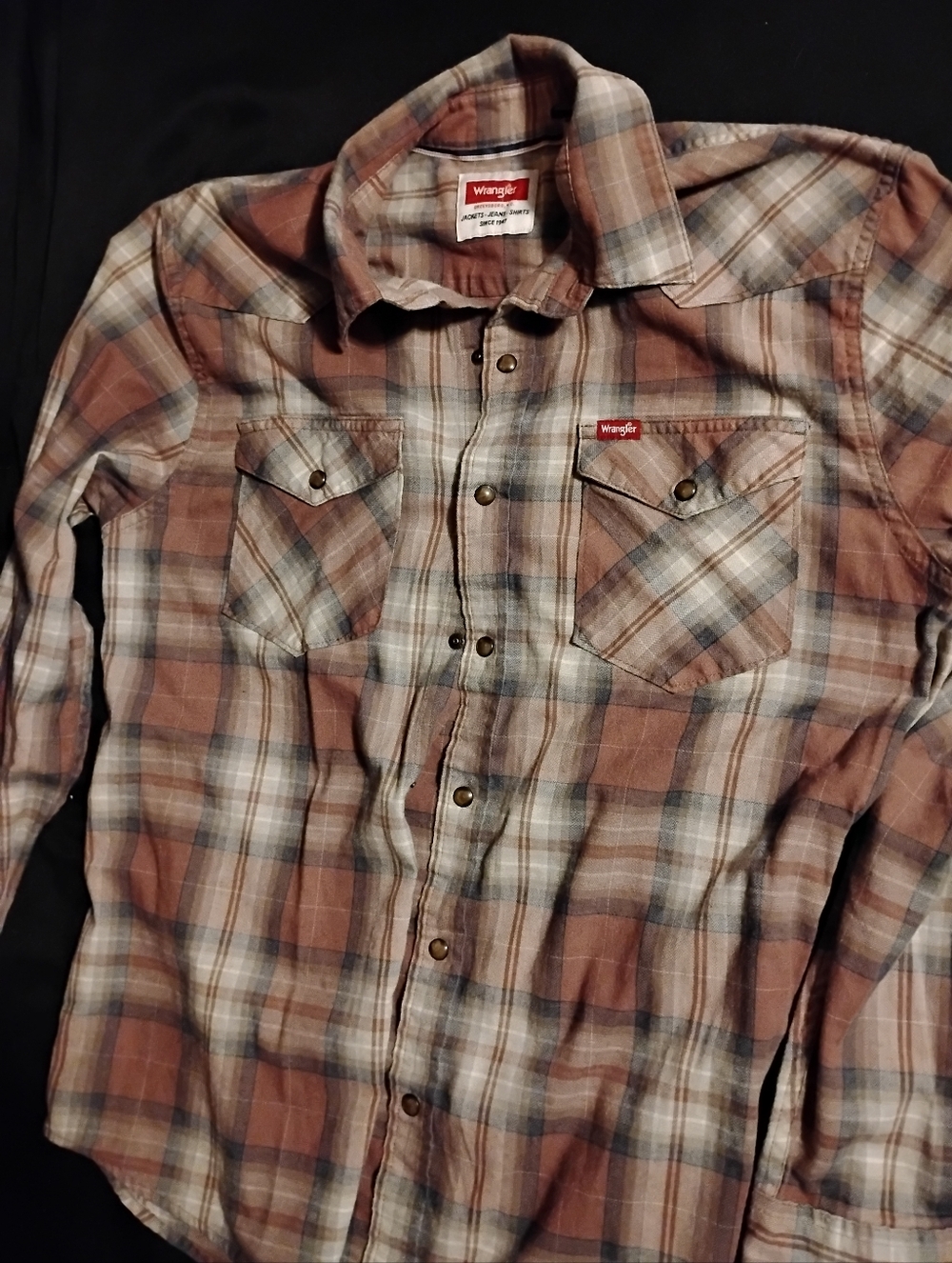 Western Wrangler Shirt, Snap Buttons, Men's Medium
